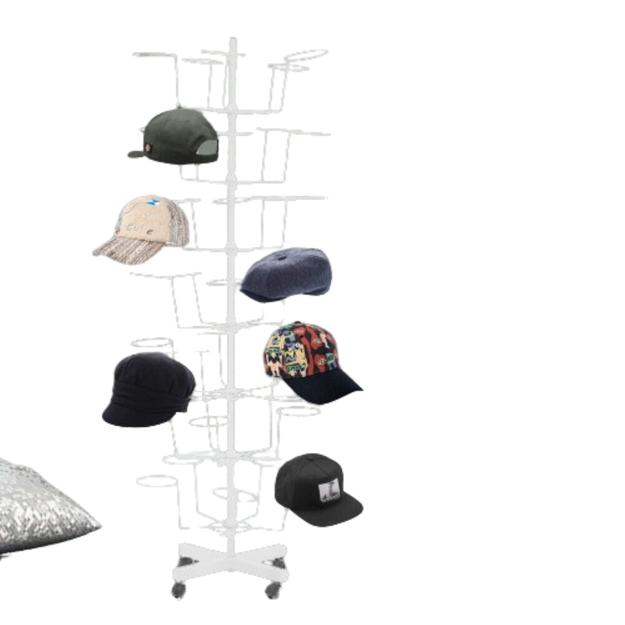 Kitcheniva 7 Tiers Hat Display Retail Hat Rack Rotating Stand With Wheels